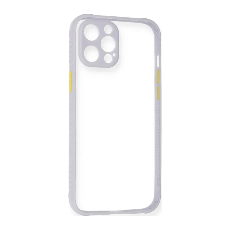 Apple iPhone 12 Kılıf Miami Şeffaf Silikon - Lila