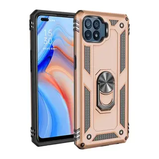 Oppo Reno 4 Lite Kılıf Sofya Yüzüklü Silikon Kapak - Gold