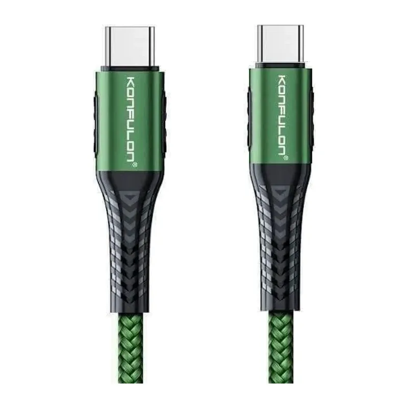 Konfulon DC43 Type-C to Type-C 1M Örgü 60W Hızlı Şarj Kablo - Yeşil