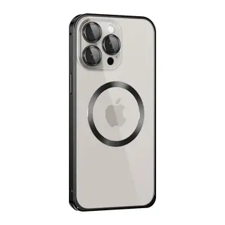 Joko Apple iPhone 15 Pro Max Kılıf Metal Bumper Magneticsafe Kapak - Siyah