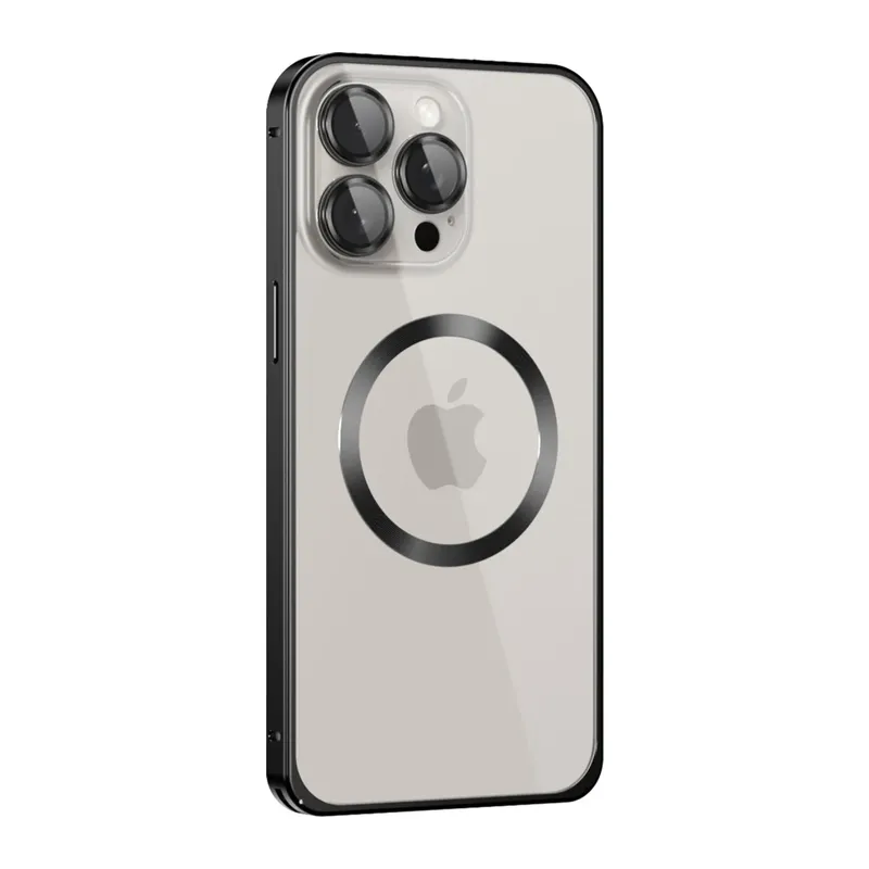 Joko Apple iPhone 15 Pro Max Kılıf Metal Bumper Magneticsafe Kapak - Siyah