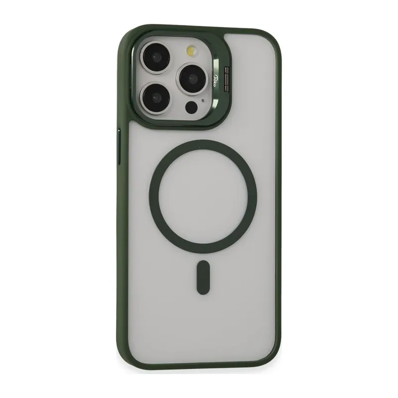 Joko Apple iPhone 15 Pro Kılıf Roblox Lens Magsafe Standlı Kapak - Koyu Yeşil