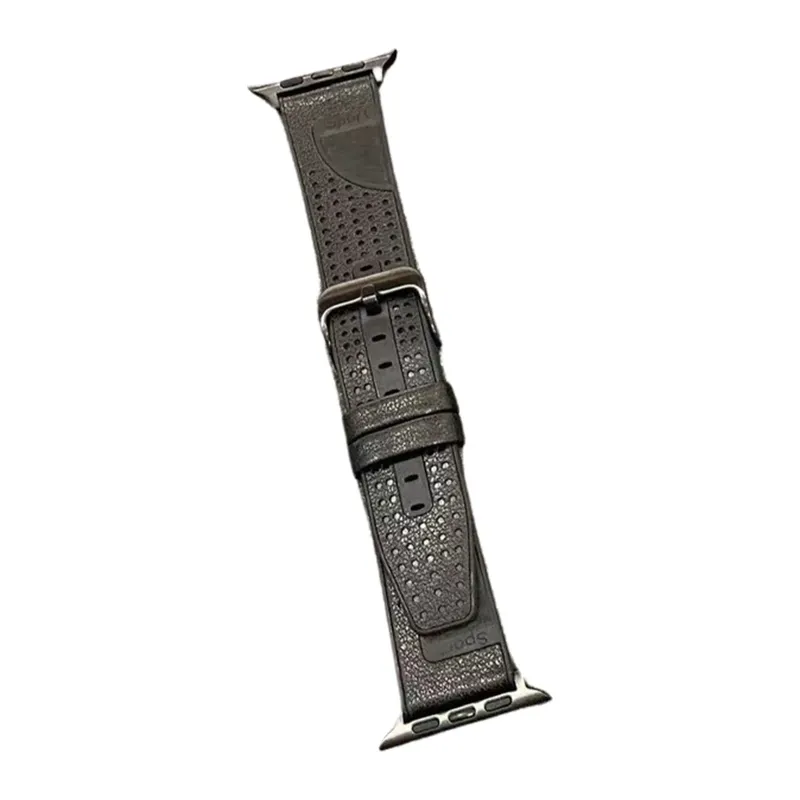 Movenchy Apple Watch 45mm Buff Deri Kordon - Siyah