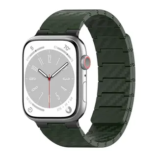 Movenchy Apple Watch 45mm Carbon Steel Kordon - Koyu Yeşil