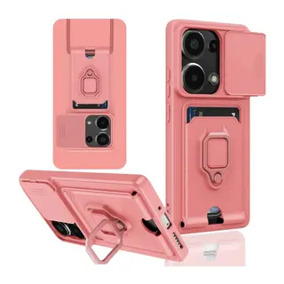 Xiaomi Redmi Note 13 Pro 4G Kılıf Zuma Kartvizitli Yüzüklü Silikon - Pembe