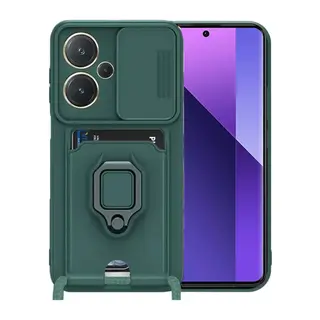 Xiaomi Redmi Note 13 Pro Plus Kılıf Zuma Kartvizitli Yüzüklü Silikon - Yeşil