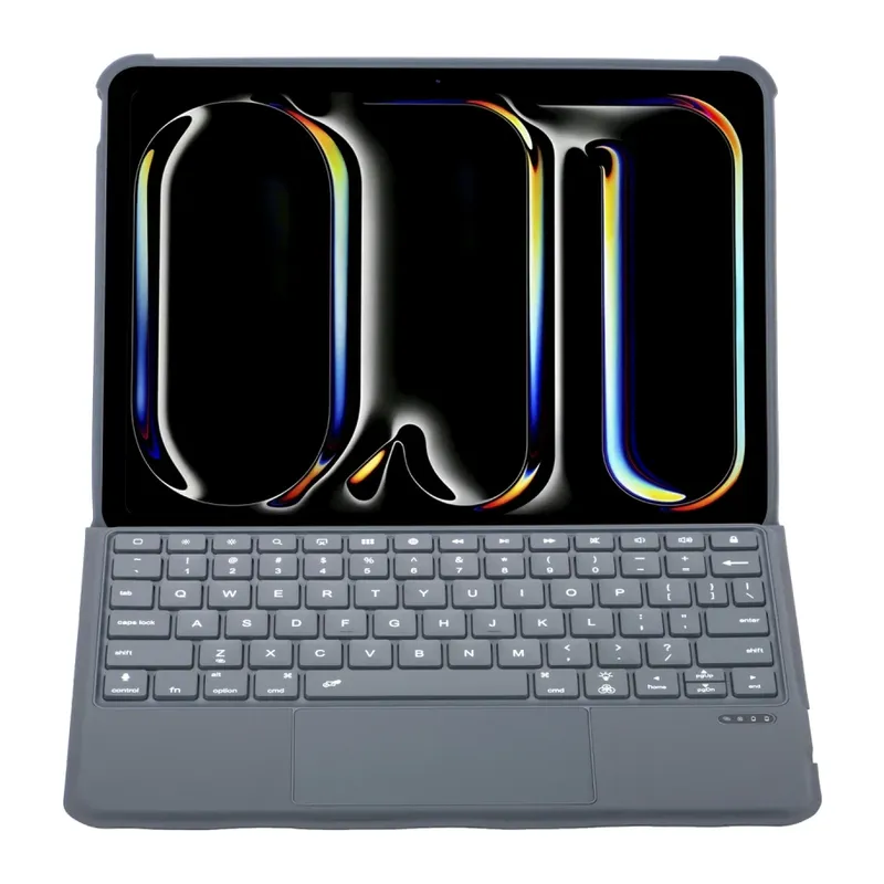 Apple T5504D iPad Pro 11 (2024) Kılıf Palermo Ledli Klavyeli Standlı Tablet Kılıfı - Siyah