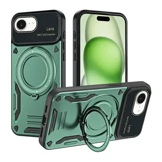 Apple iPhone 16E Kılıf Joy Lens Standlı Kapak - Koyu Yeşil