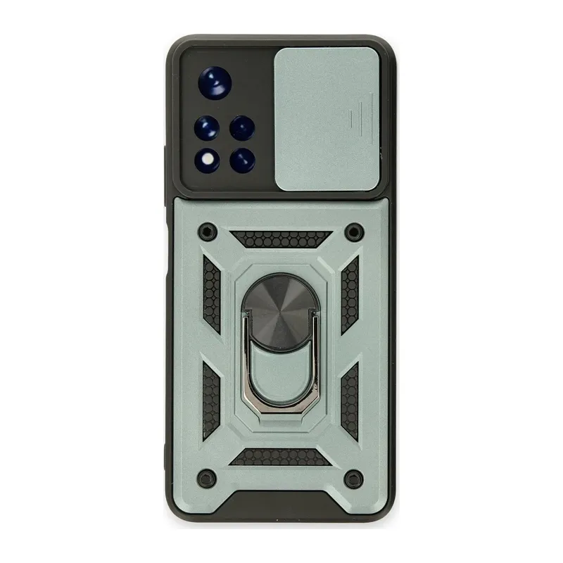 Xiaomi Redmi Note 11T Kılıf Pars Lens Yüzüklü Silikon - Yeşil