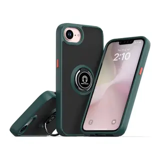 Apple iPhone 16E Kılıf Montreal Yüzüklü Silikon Kapak - Yeşil