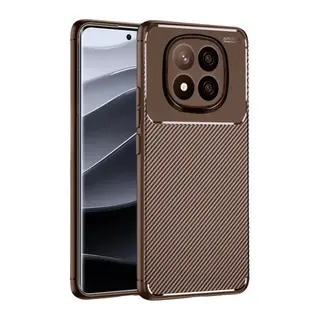 Xiaomi Redmi Note 14 Pro Plus Kılıf Auto Focus Karbon Kapak - Kahverengi