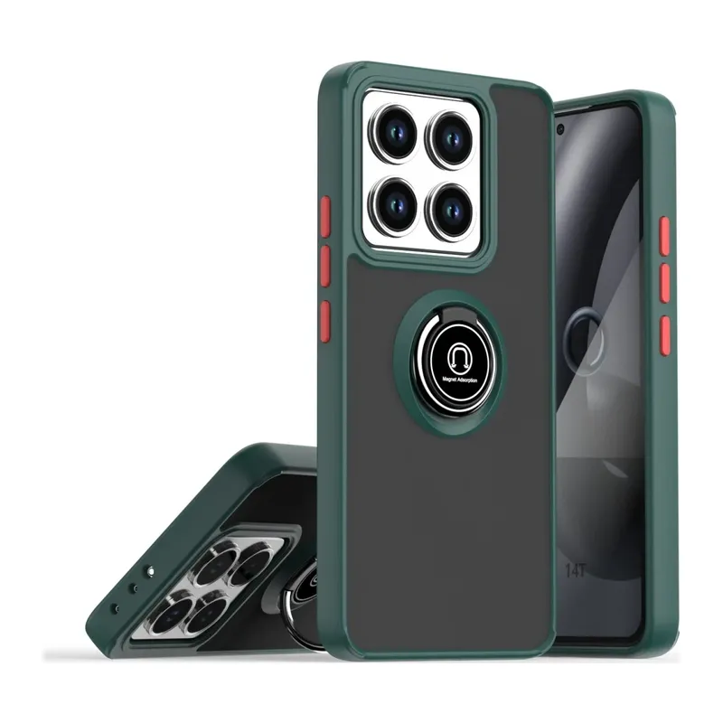 Xiaomi Mi 14T Pro Kılıf Montreal Yüzüklü Silikon Kapak - Yeşil