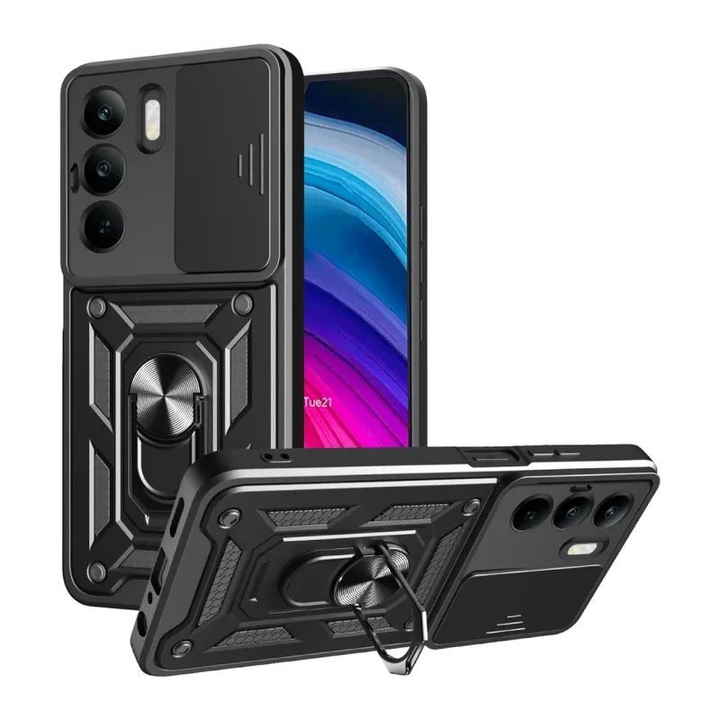 Realme C75 4G Kılıf Pars Lens Yüzüklü Silikon - Siyah