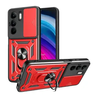 Realme C75 4G Kılıf Pars Lens Yüzüklü Silikon - Kırmızı