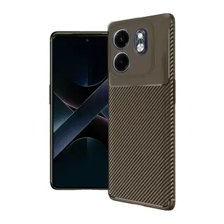 İnfinix Hot 50i 4G Kılıf Auto Focus Karbon Kapak - Kahverengi