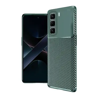 İnfinix Hot 50 4G Kılıf Auto Focus Karbon Kapak - Koyu Yeşil