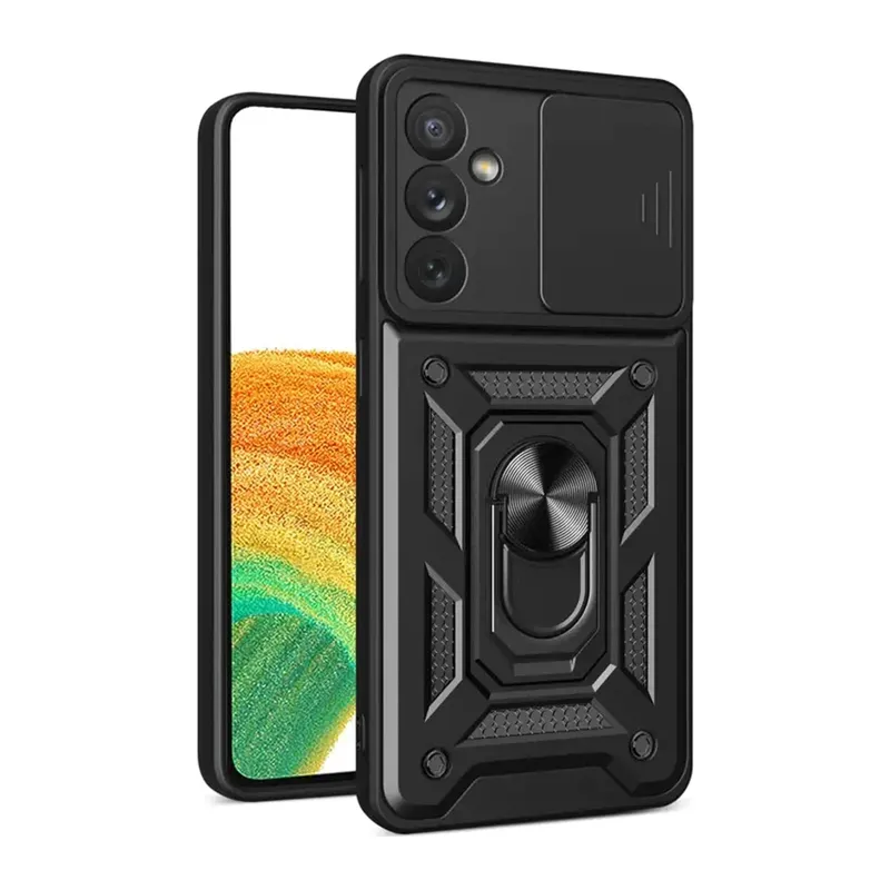 Samsung Galaxy S24 FE Pars Lens Yüzüklü Silikon - Siyah
