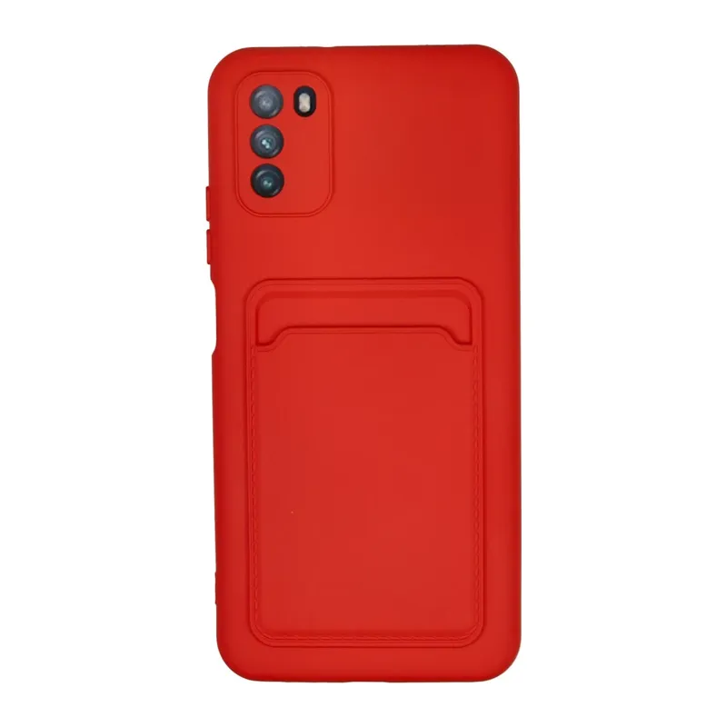 Xiaomi Pocophone M3 Kılıf Kelvin Kartvizitli Silikon - Kırmızı