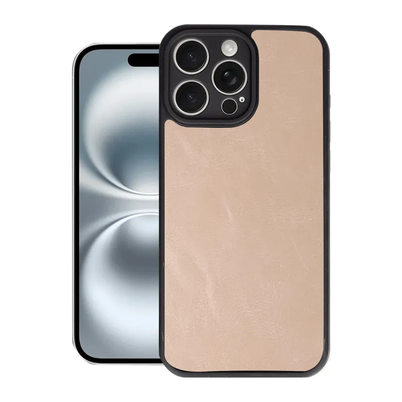 Apple iPhone 16 Pro Max Kılıf Aras Deri Kapak - Pudra
