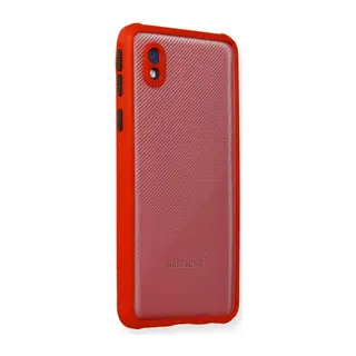 Samsung Galaxy A01 Core Kılıf Miami Şeffaf Silikon - Kırmızı