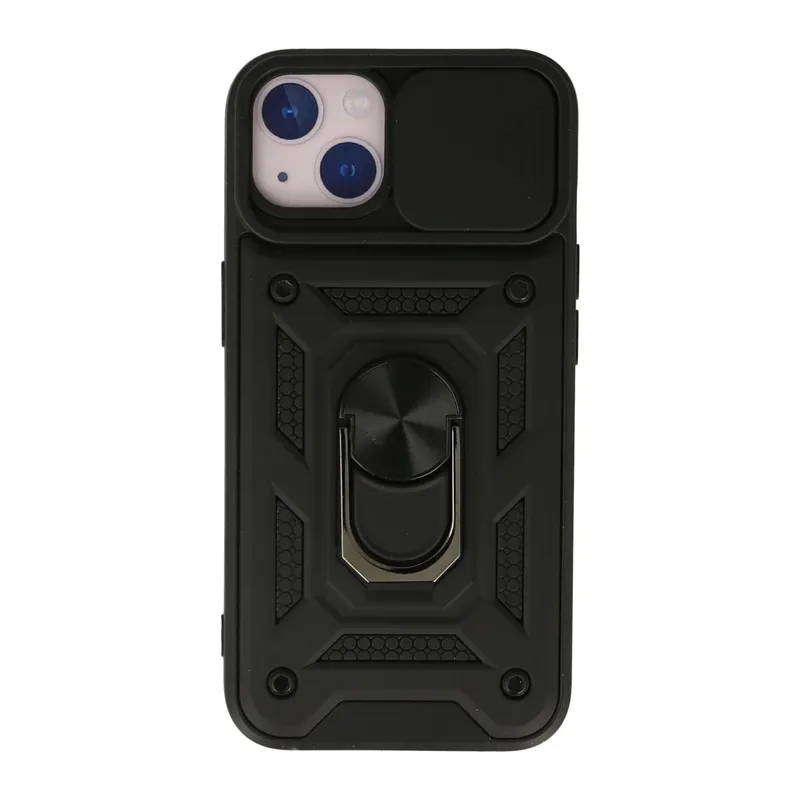 Apple iPhone 15 Kılıf Pars Lens Yüzüklü Silikon - Siyah