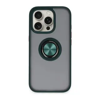 Apple iPhone 16 Pro Kılıf Montreal Yüzüklü Silikon Kapak - Yeşil