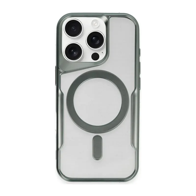 Apple iPhone 16 Pro Max Kılıf Boyi Magsafe Silikon Kapak - Yeşil