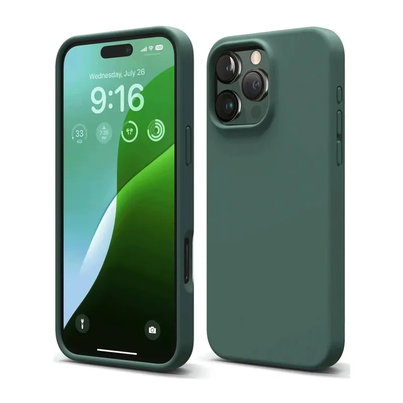 Apple iPhone 16 Pro Kılıf First Silikon - Koyu Yeşil