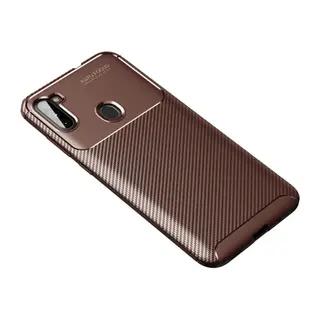 Samsung Galaxy A11 Kılıf Auto Focus Karbon Kapak - Kahverengi