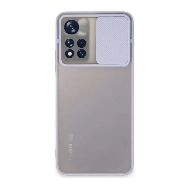 Xiaomi Redmi Note 11T Kılıf Palm Buzlu Kamera Sürgülü Silikon - Lila