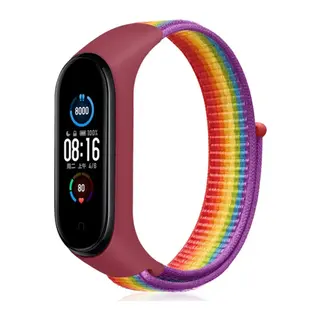 Xiaomi Mi Band 4 Hasırlı Cırtcırtlı Kordon - Gökkuşağı