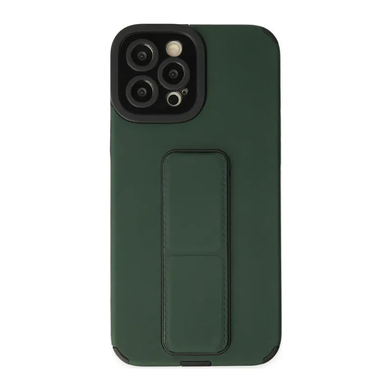 Apple iPhone 12 Pro Max Kılıf Mega Standlı Silikon - Yeşil