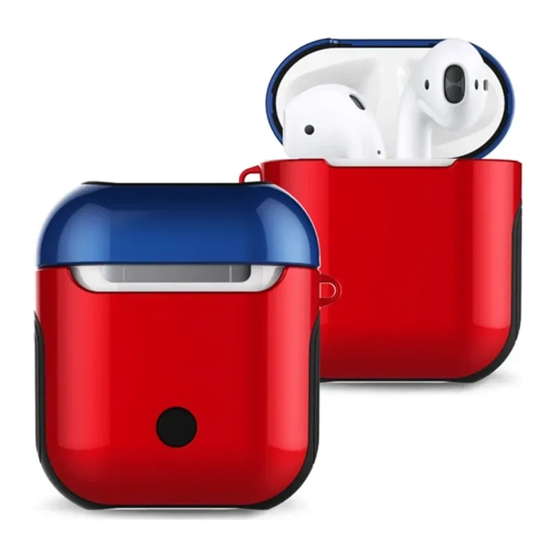 Apple Airpods 2 (2.nesil) 3in1 Kılıf - Kırmızı-Lacivert