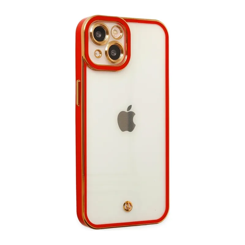 Apple iPhone 14 Plus Kılıf Liva Lens Silikon - Kırmızı