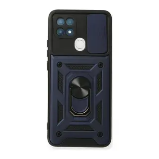 Oppo A15 Kılıf Pars Lens Yüzüklü Silikon - Lacivert