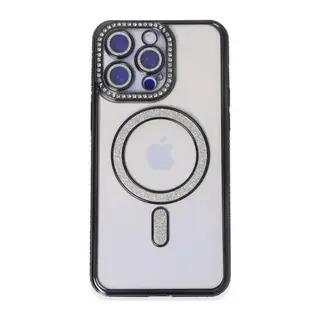 Apple iPhone 14 Pro Kılıf Joke Simli Magneticsafe Kılıf - Siyah