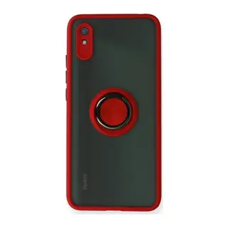 Xiaomi Redmi 9A Kılıf Montreal Yüzüklü Silikon Kapak - Kırmızı