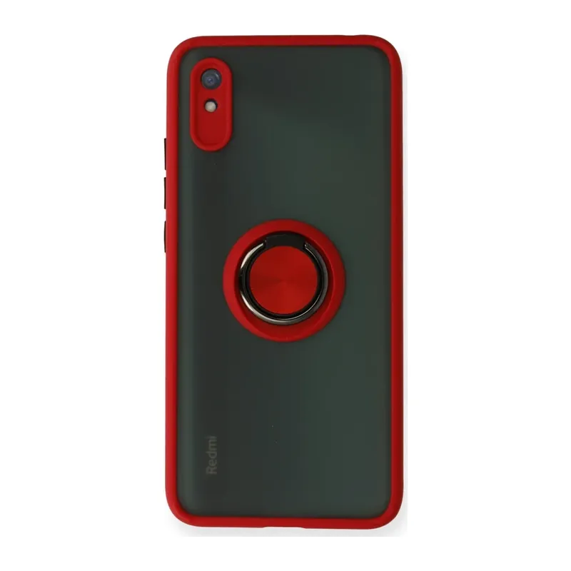 Xiaomi Redmi 9A Kılıf Montreal Yüzüklü Silikon Kapak - Kırmızı