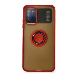 Xiaomi Redmi 9T Kılıf Montreal Yüzüklü Silikon Kapak - Kırmızı