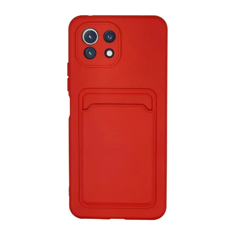 Xiaomi Mİ 11 Lite Kılıf Kelvin Kartvizitli Silikon - Kırmızı
