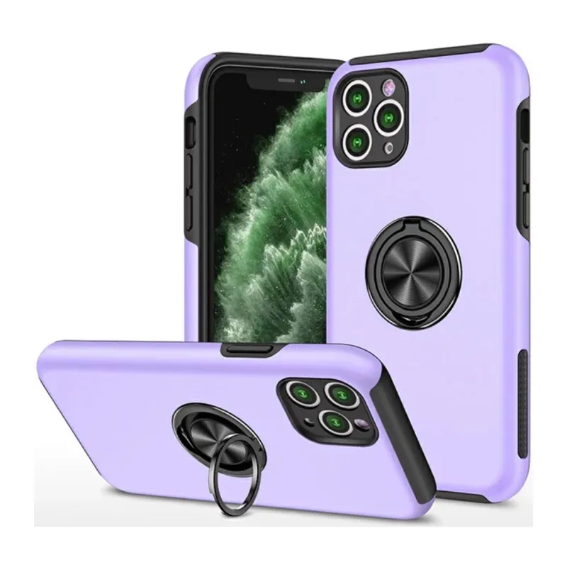 Apple iPhone 11 Pro Max Kılıf Elit Yüzüklü Kapak - Mor