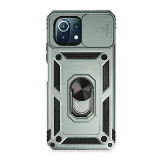 Xiaomi Mİ 11 Lite Kılıf Pars Lens Yüzüklü Silikon - Yeşil