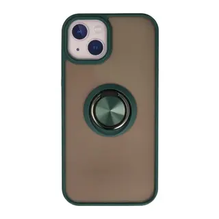 Apple iPhone 15 Kılıf Montreal Yüzüklü Silikon Kapak - Yeşil