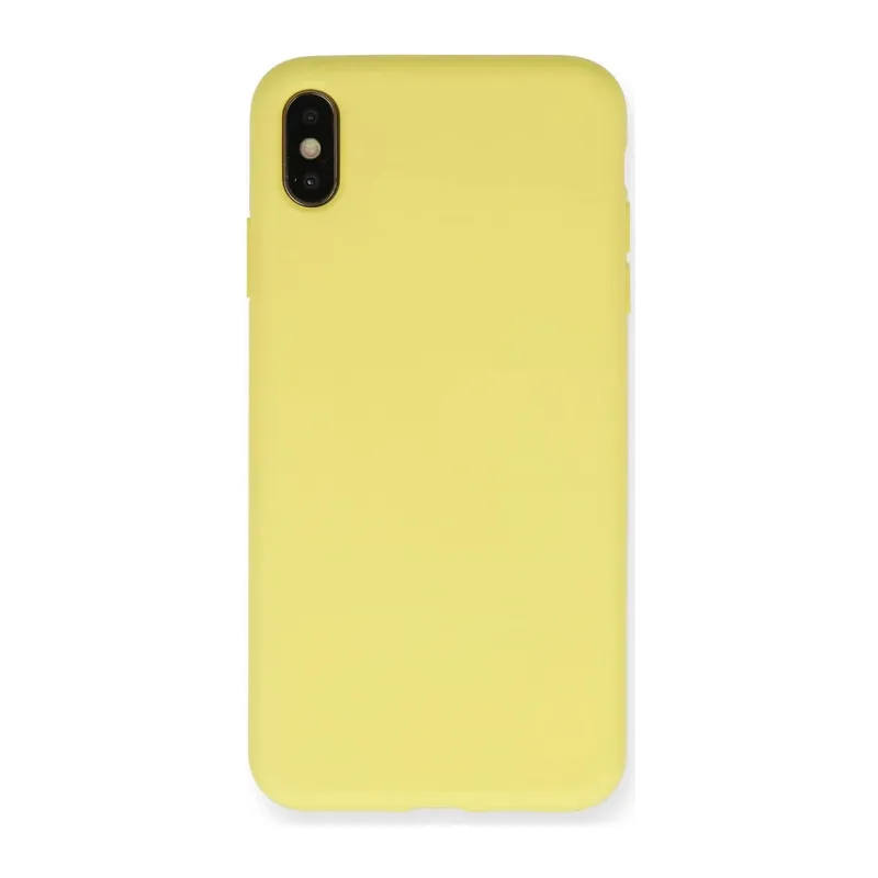 Apple iPhone XS Max Kılıf Nano içi Kadife Silikon - Mat Sarı