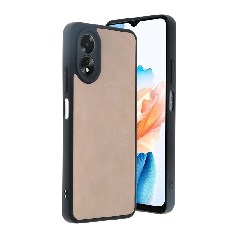 Oppo A38 Kılıf Aras Deri Kapak - Pudra