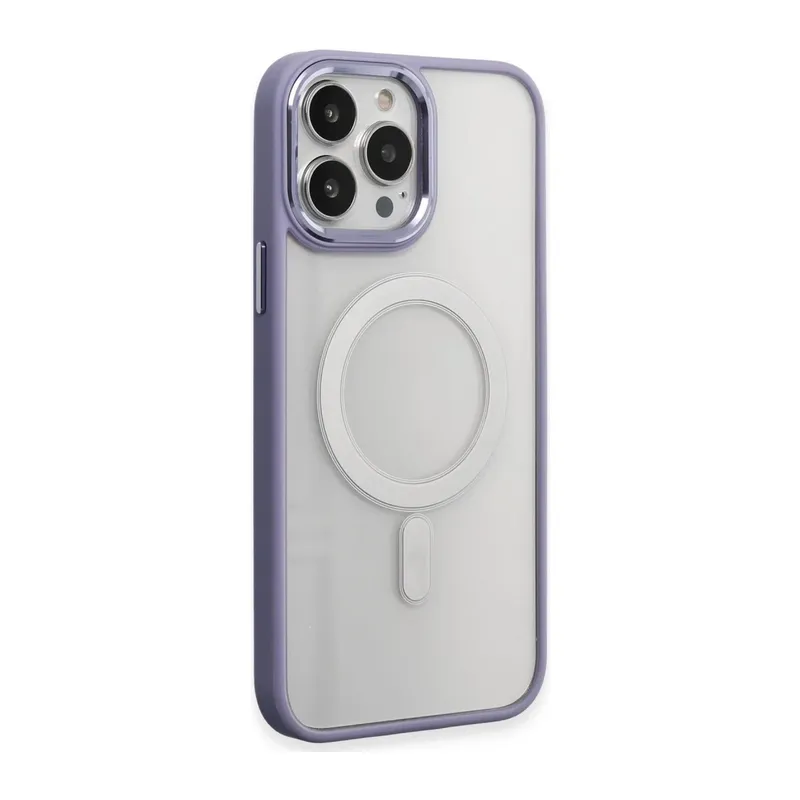 Apple iPhone 15 Pro Max Kılıf Room Magneticsafe Silikon - Lila