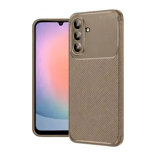 Samsung Galaxy A56 Kılıf Auto Focus Karbon Kapak - Kahverengi
