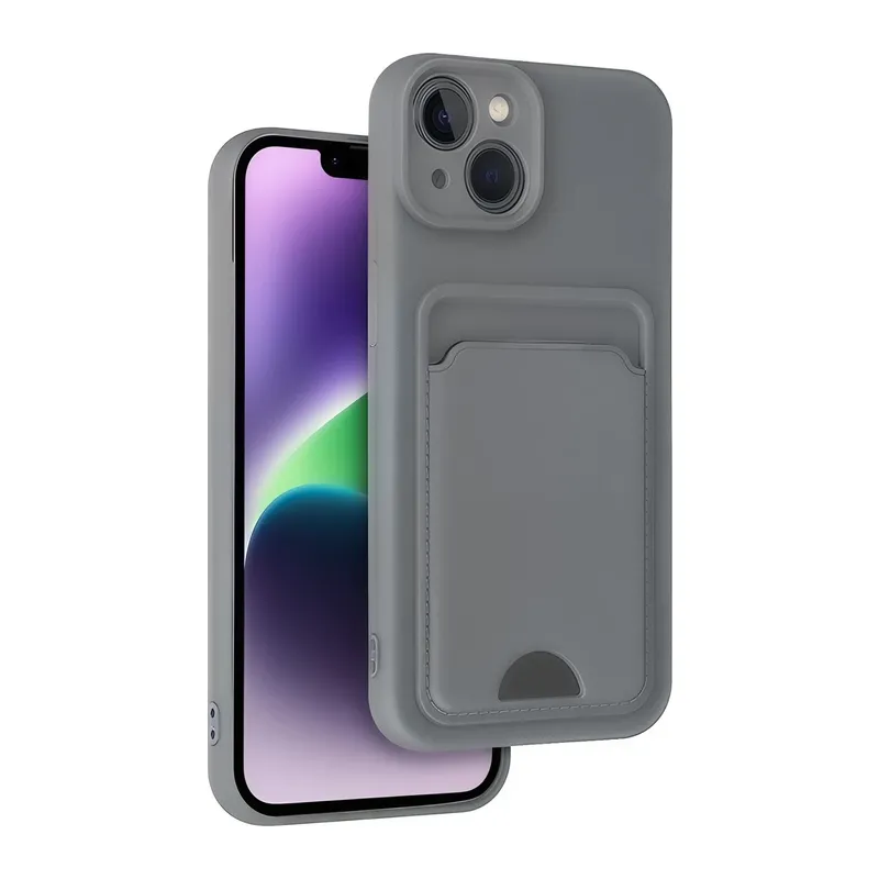 Apple iPhone 14 Kılıf Kelvin Kartvizitli Silikon - Gri