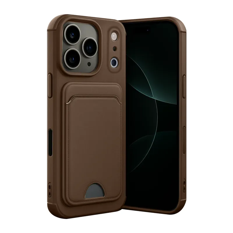Apple iPhone 17 Pro Max Kelvin Kartvizitli Silikon - Kahverengi
