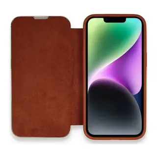Apple iPhone 13 Pro Kılıf Dolpin Kapaklı - Kahverengi
